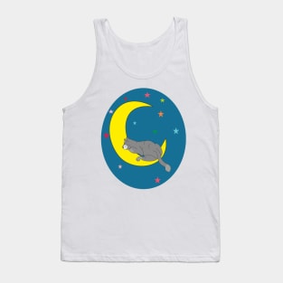 Cat on the moon Tank Top